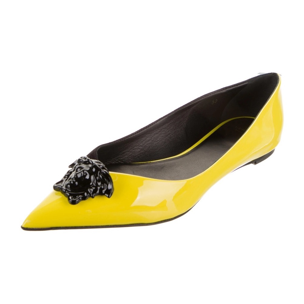 Beautiful Versace Medusa ballet flats color block  suede patent leather
